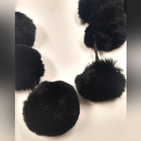Vintage Fur Ball Black Scarf Winter Women's Accessories - Picture 9 of 10
